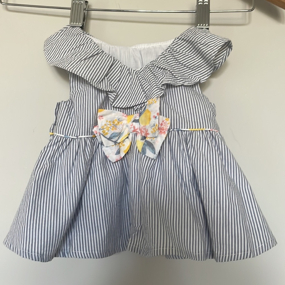 Tommy Bahama Kids Grey Seersucker Dress Sz 3-6 Months NWT